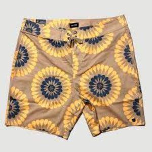 Brixton Temple Swim Trunks in Mojave Sun Floral